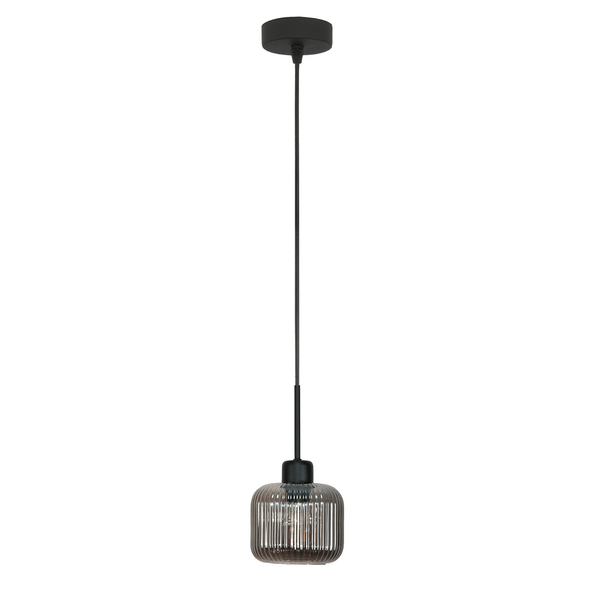 Lampa wisząca sufitowa zwis LED grafit klosz czarna 1xE27 BEKA GREY 15-005