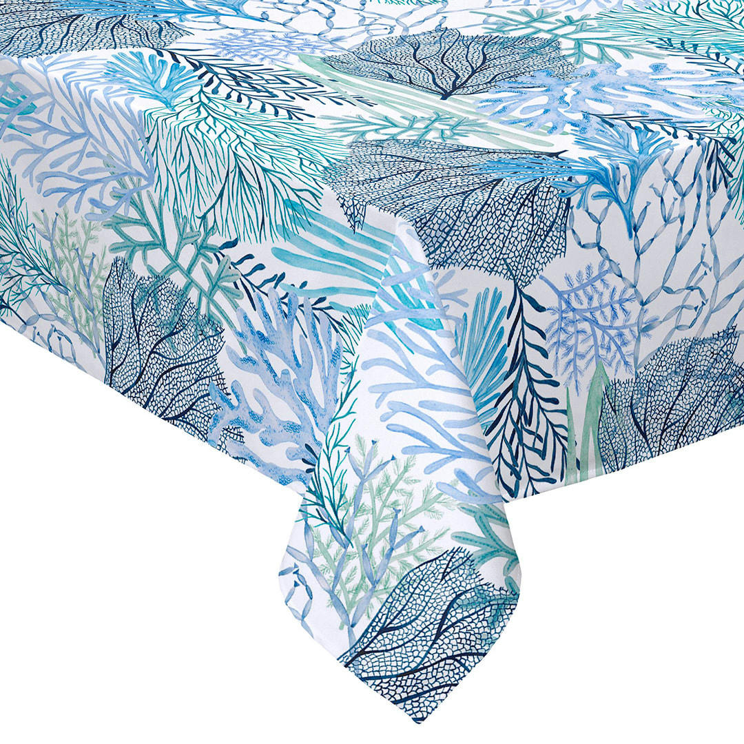 ARRECIFE NP - Nappe en coton enduite 140x250 cm bleu