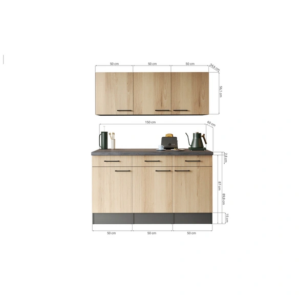 Sideboard, »Oliver«, LxBxH: 150x60x200 cm, eichefarben