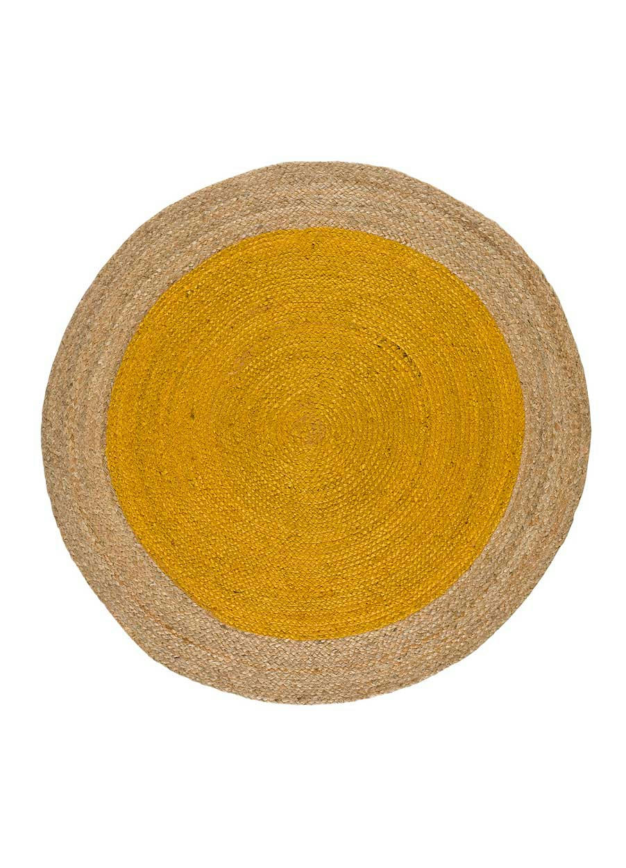 MAHON - Tapis rond en jute moutarde, 120X120 cm