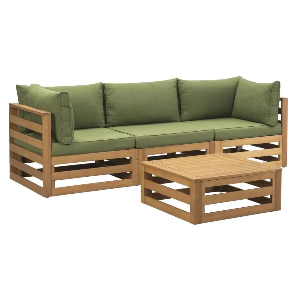 Loungeset Clermont Brest - donkergroene kussens - 4-delig - V2