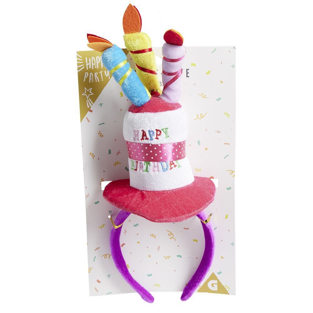Serre-tête anniversaire chapeau Happy Birthday multicolore