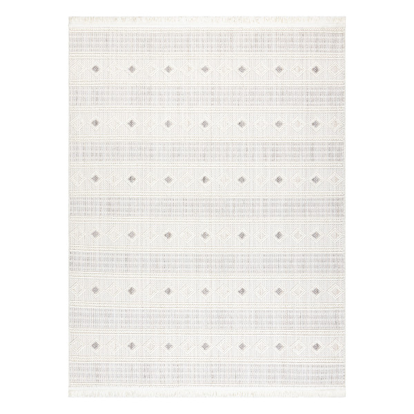 Dywan NANO FH69A Romby, pętelkowy, płasko tkany biały / 80x150 cm