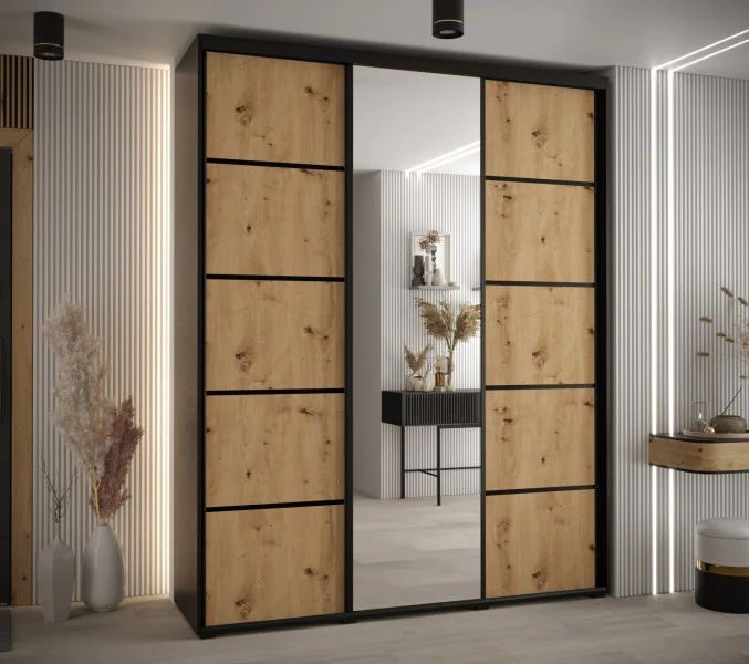 Szafa przesuwna 45 wysoka Davos 5 200 czarny artisan czarny