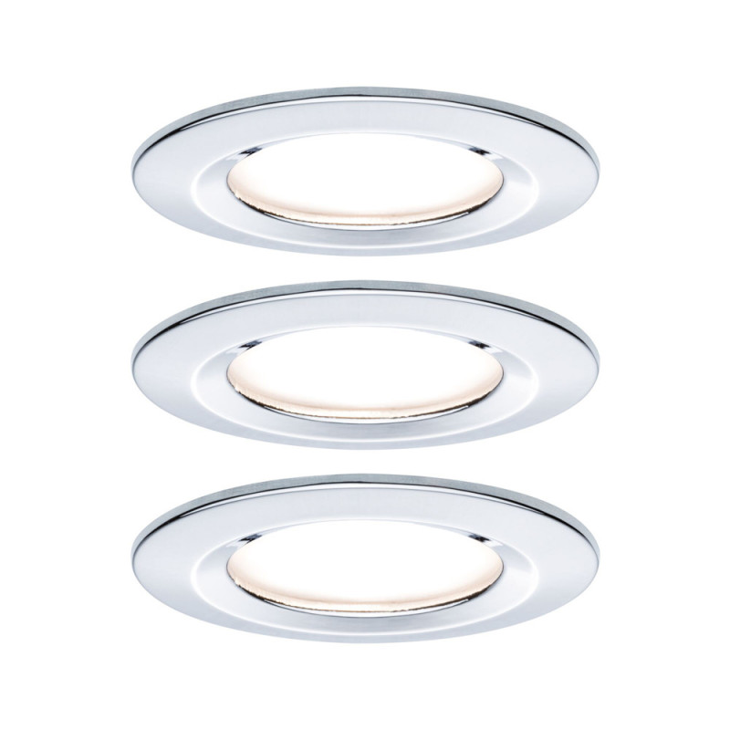 Spot encastrable LED Nova chrome blanc chaud IP44 6 W 3 pièces PAULMANN