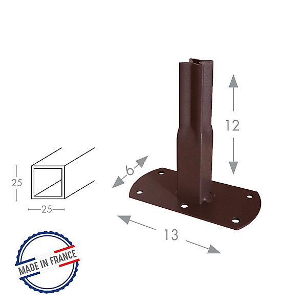 Louis Moulin Pack 2 pieds tube CAR25 à visser fer vieilli - 13x6x12 cm - Acier époxy