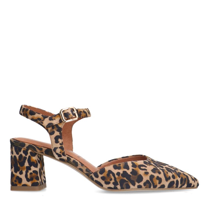No Stress Leopard suède slingback pumps