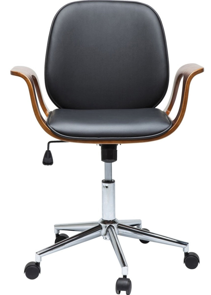 Kare Design Patron Walnut Bureaustoel - Kunstleer Zwart