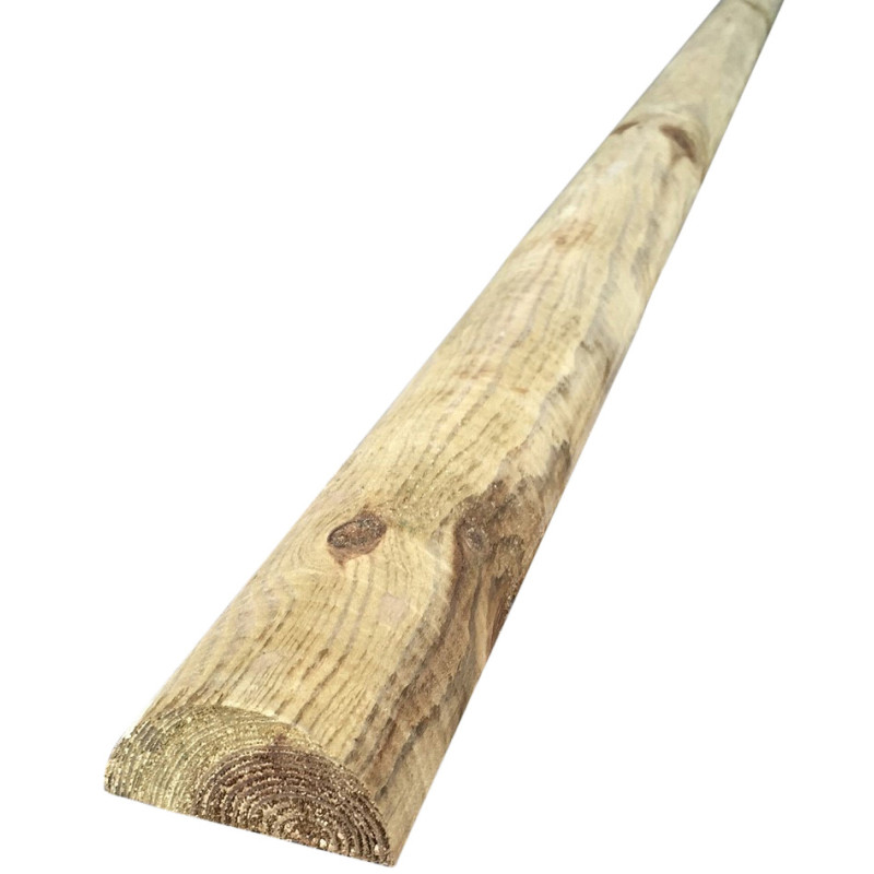 Poteau demi rond en bois de pin fraisé traité autoclave Ø 10 x 250 cm SOLID