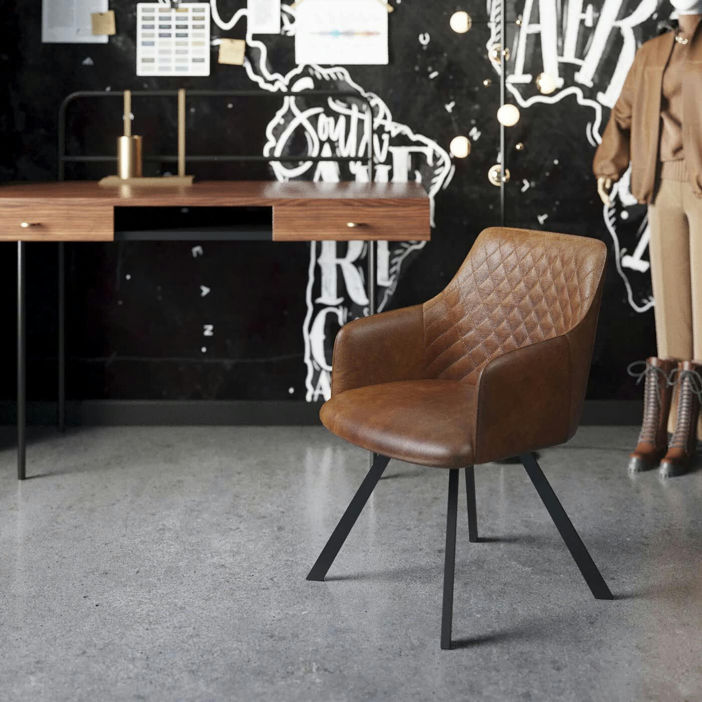 COCO - Chaise avec accoudoirs pivotante Coco marron Kare Design