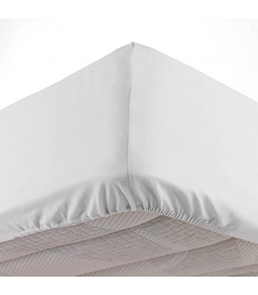 DRAP HOUSSE 2 PERSONNES UNI 57 FILS LINA BLANCHE - 140x190cm - Blanc