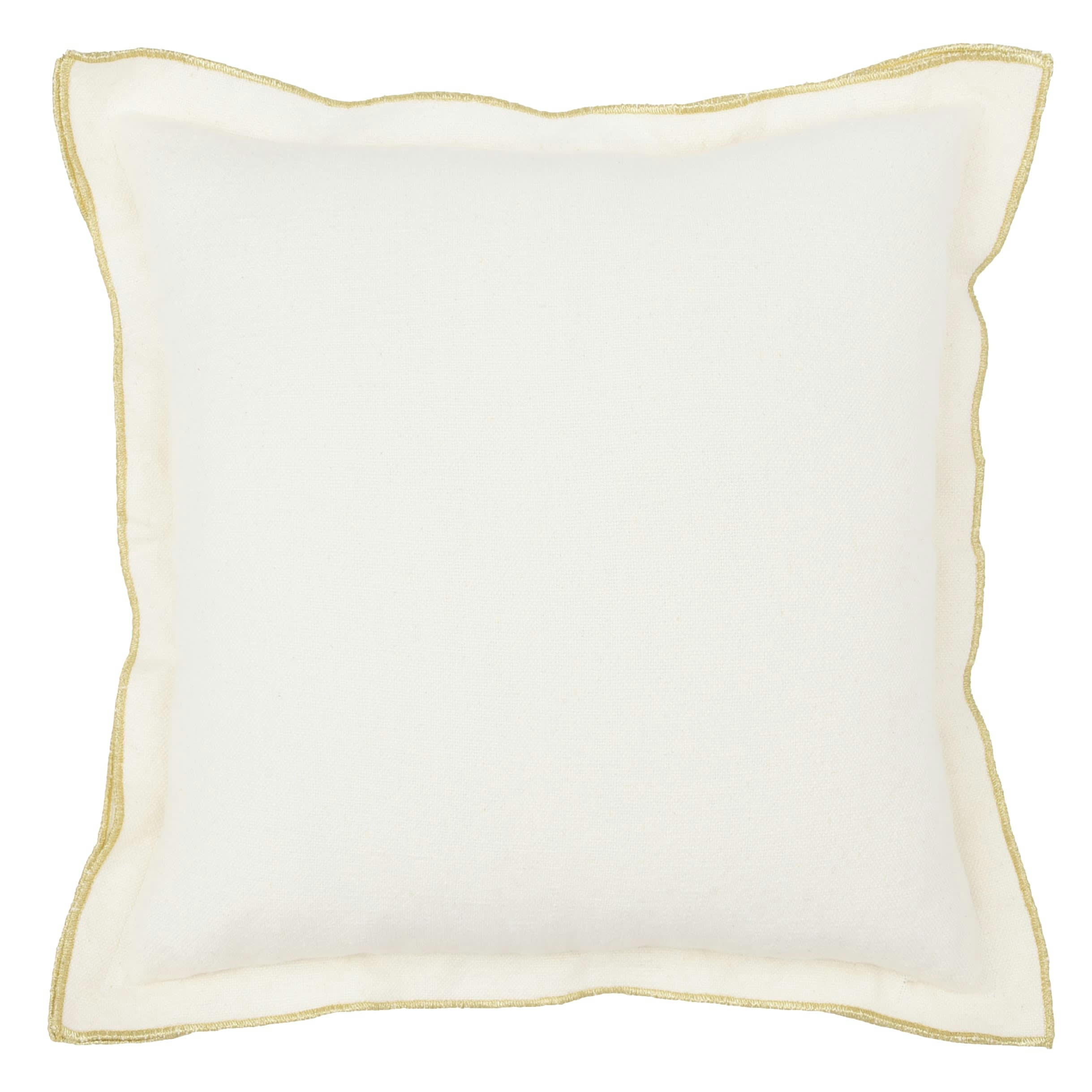 DAISEI - Housse de coussin en coton et lin blanc et doré 40x40