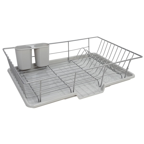 Three-Piece Silver Dish Drainer Set