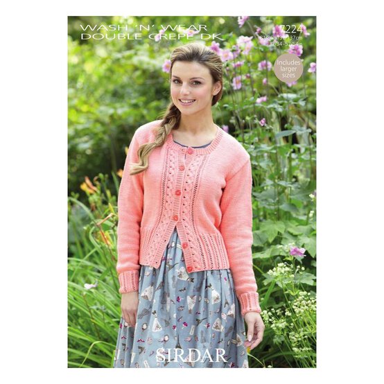 Sirdar Wash 'n' Wear Double Crepe DK Cardigan Digital Pattern 7224