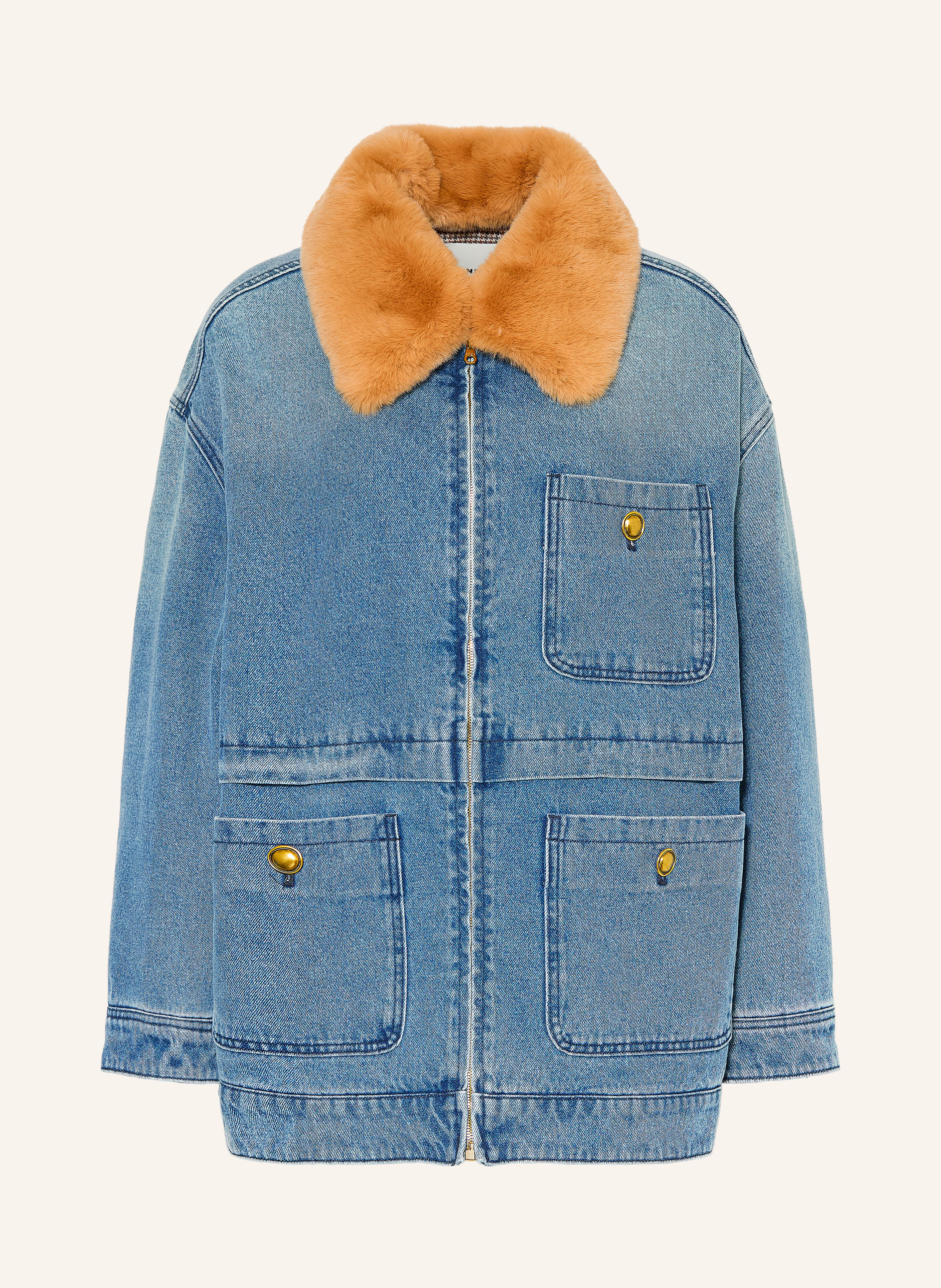 SANDRO Jeansjacke mit abnehmbarem Kunstfell