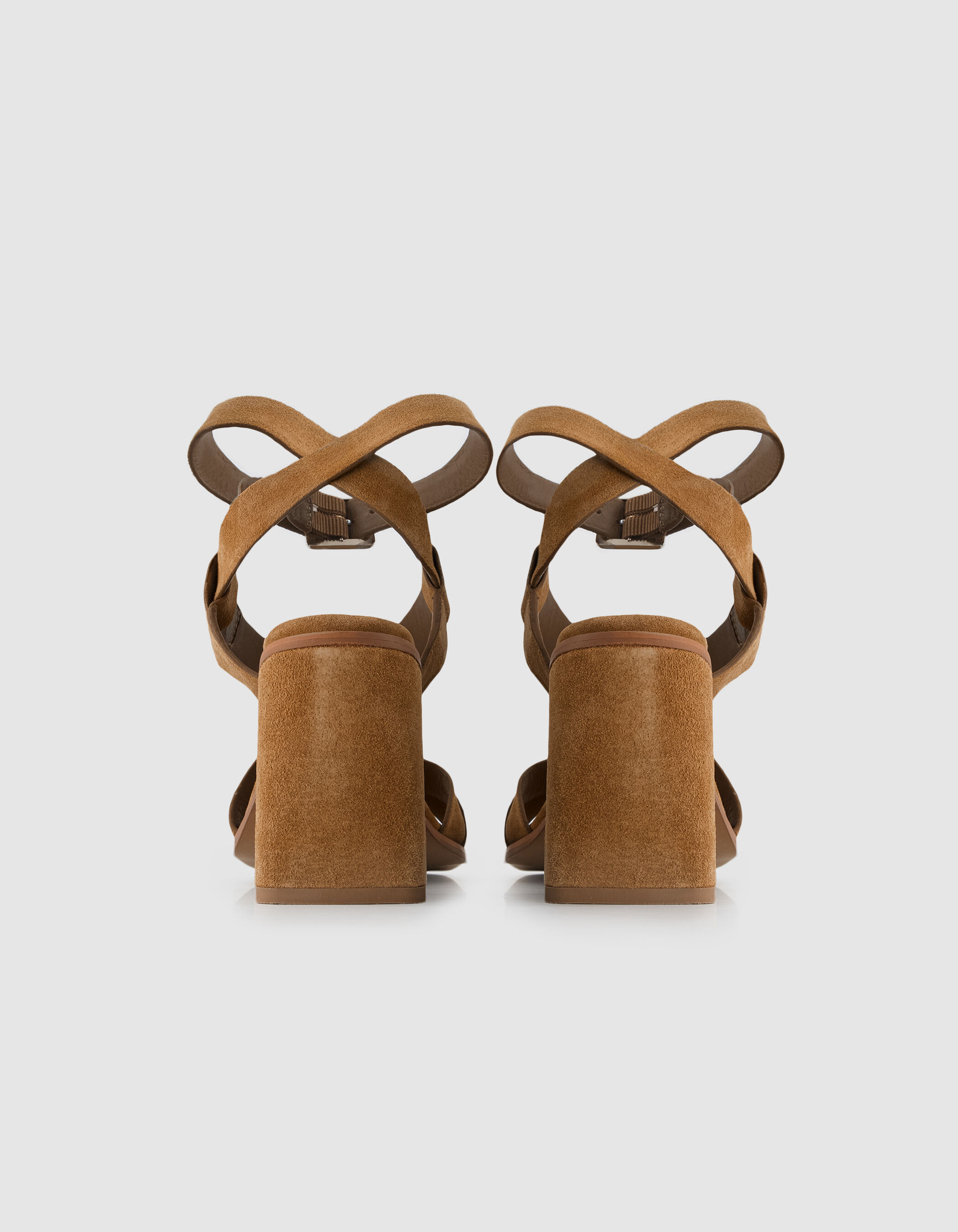 Sandales à talon taupe foncé cuir velours Femme