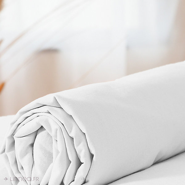 Drap housse 140x190 cm coton lavé LINO blanc