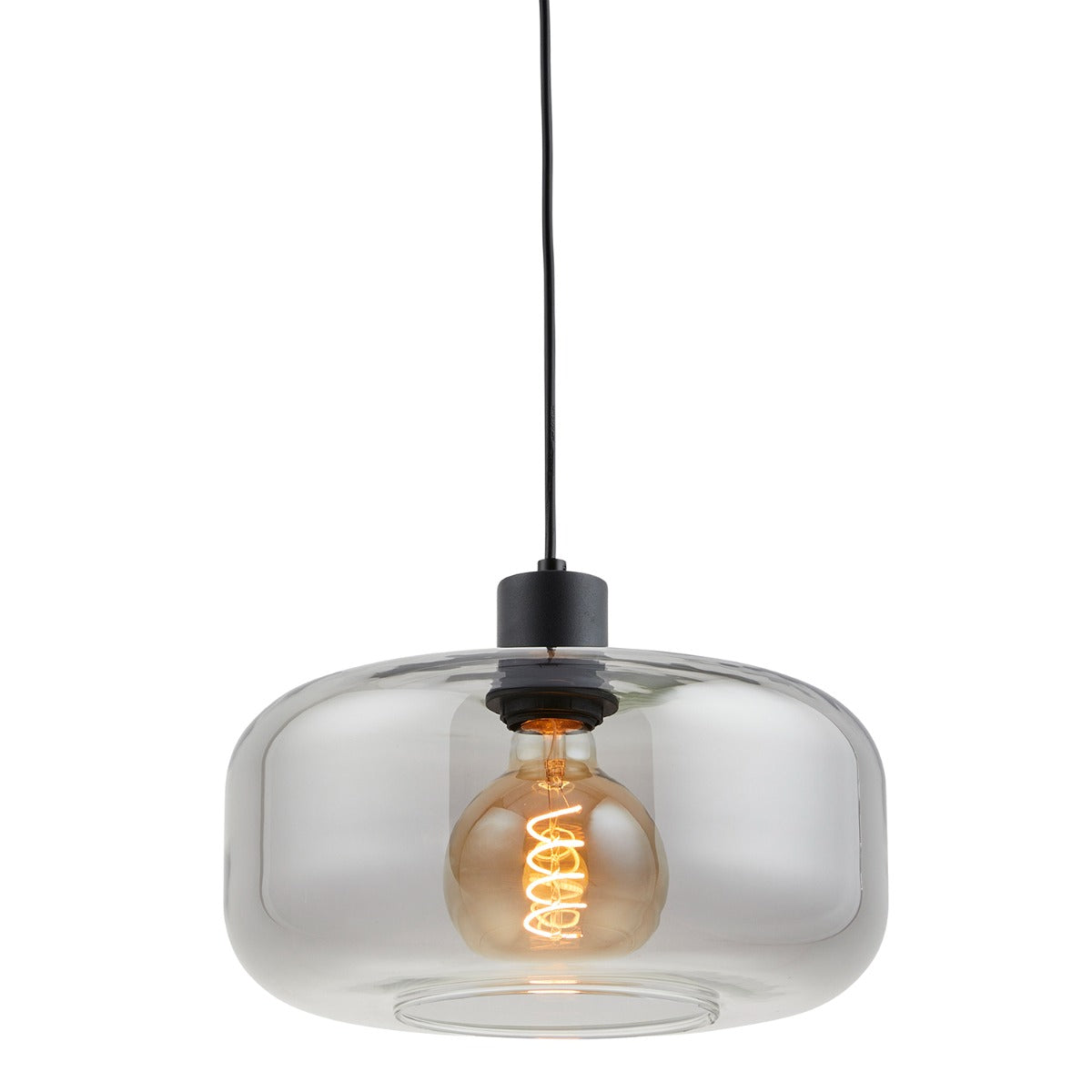 Ligtho | Art deco hanglamp zwart met smoke glas | Velo