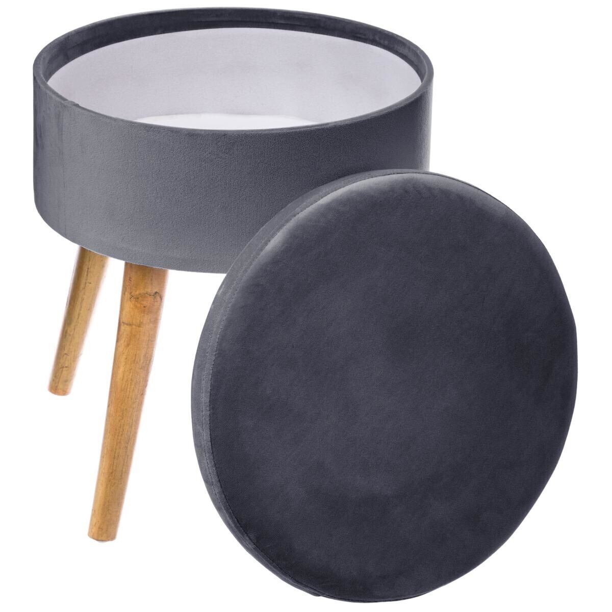 Chest stool "Tess" Velvet, Slate grey