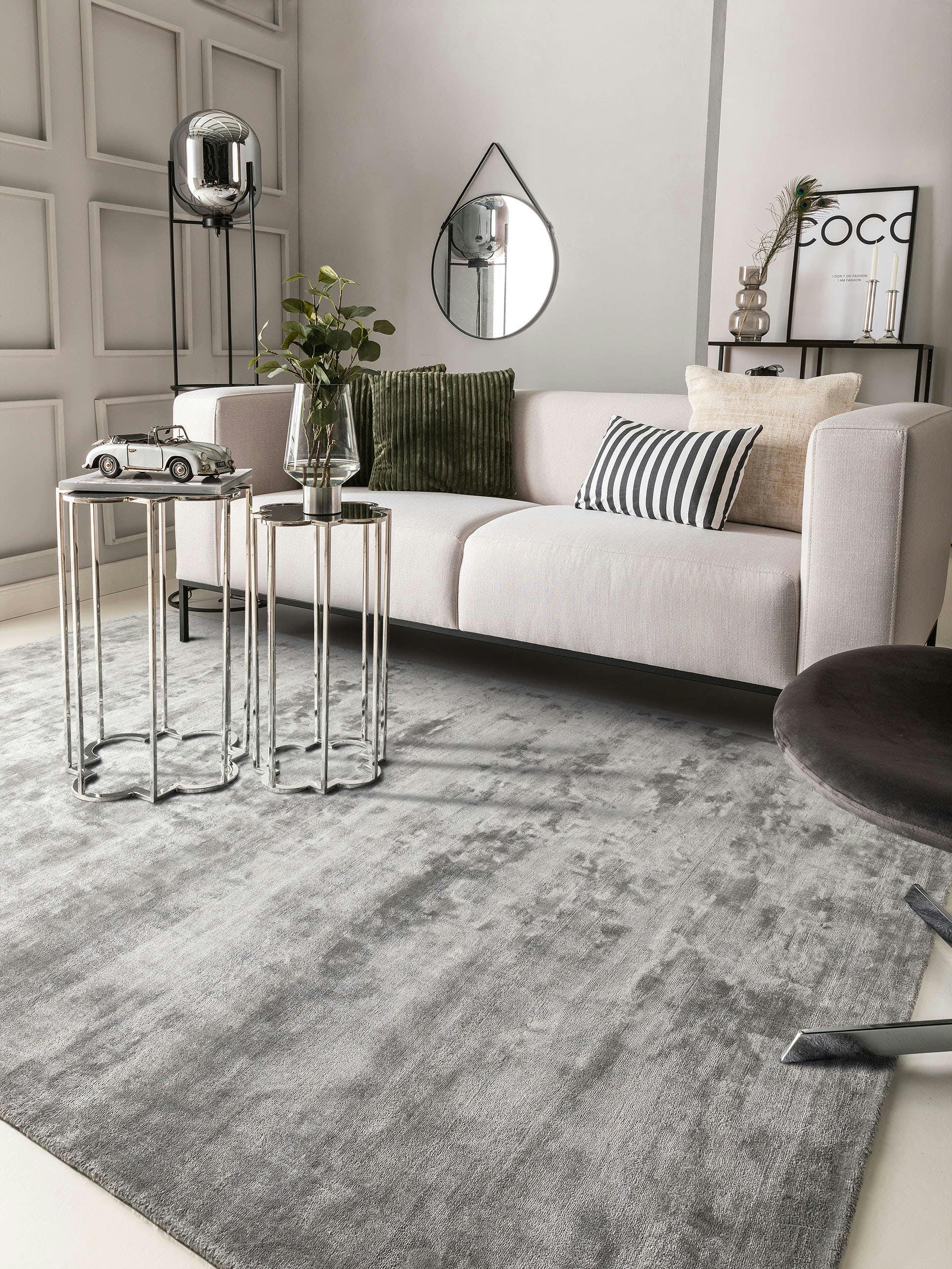 NELA - Tapis en viscose gris 200x300