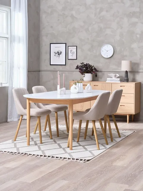 Spisebordsstol ADSLEV u/armlæn beige/natur egefarve