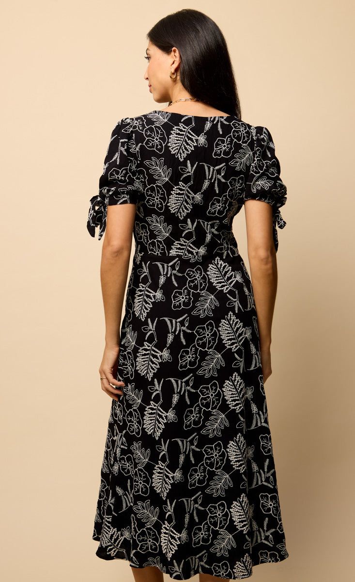 Little Mistress Black Embroidered Midaxi Dress