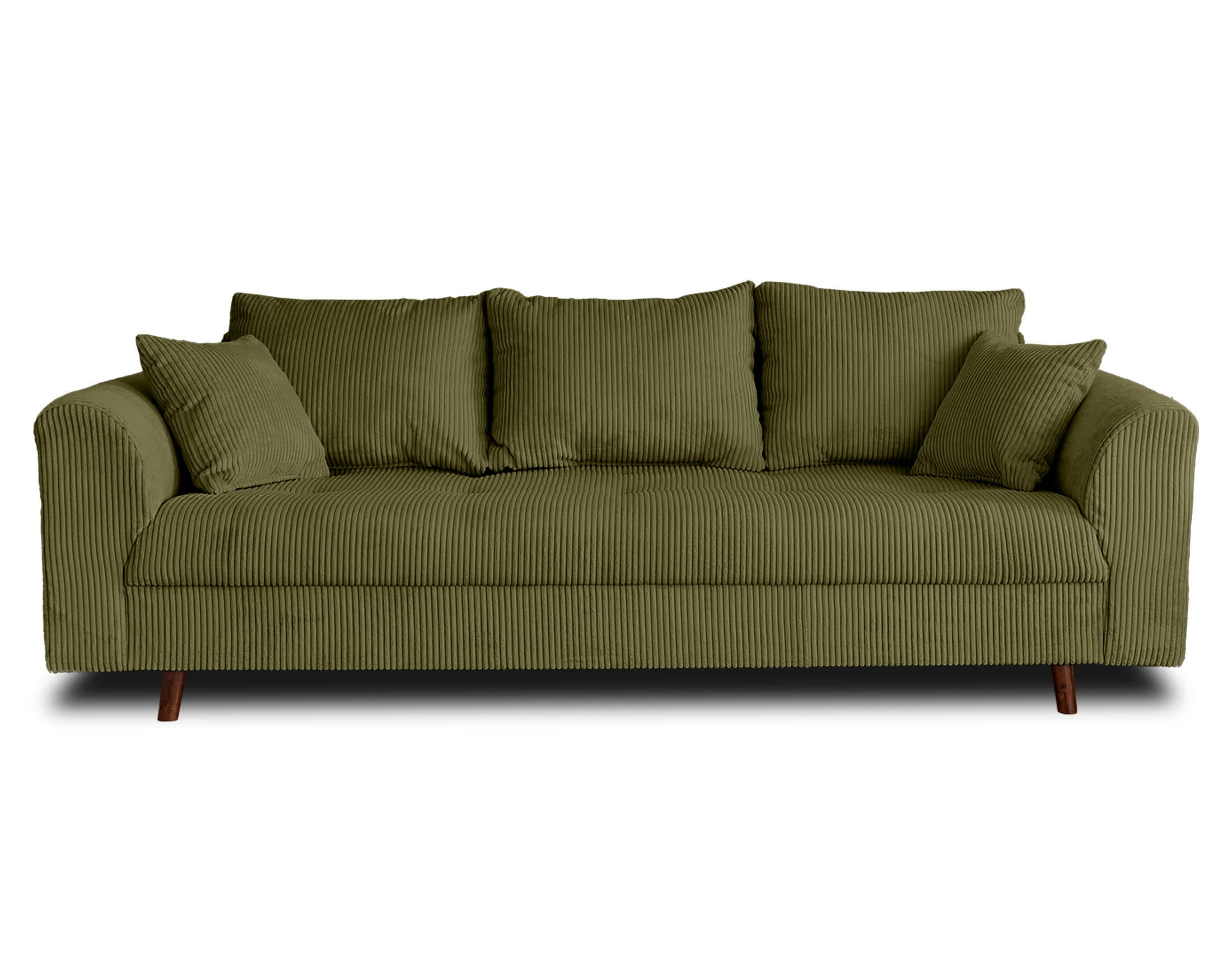 RUNE - Canapé droit 3 places en velours côtelé vert