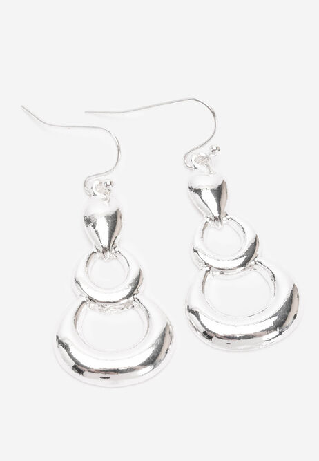 Womens Silver Circle Drop Earrings