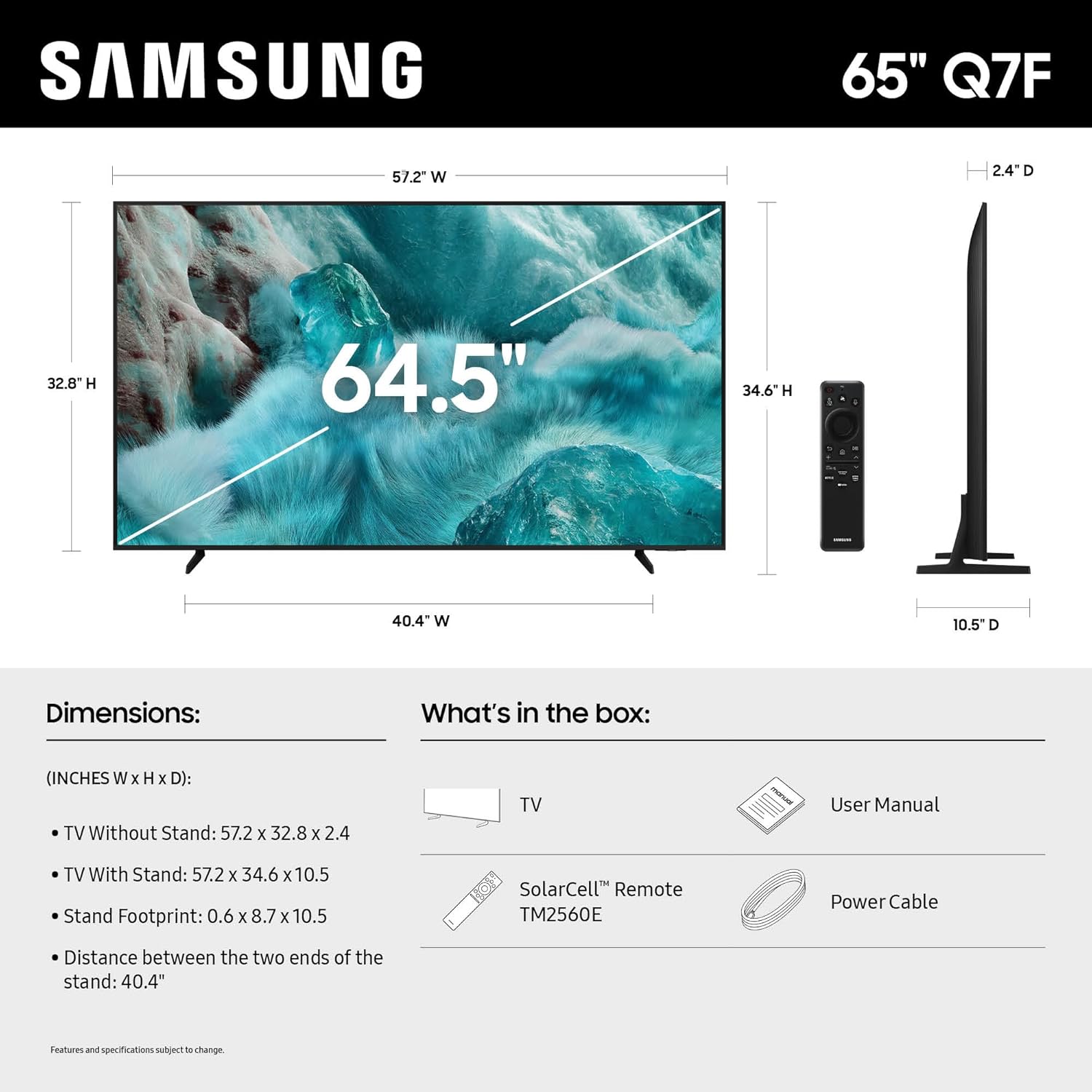 Samsung 65-Inch Class QLED Q7F Series Samsung Vision AI Smart TV (2025 Model  65Q7F) Quantum HDR  Object Tracking Sound Lite  Q4 AI Gen1 Processor  4K upscaling  Gaming Hub  Alexa Built-in
