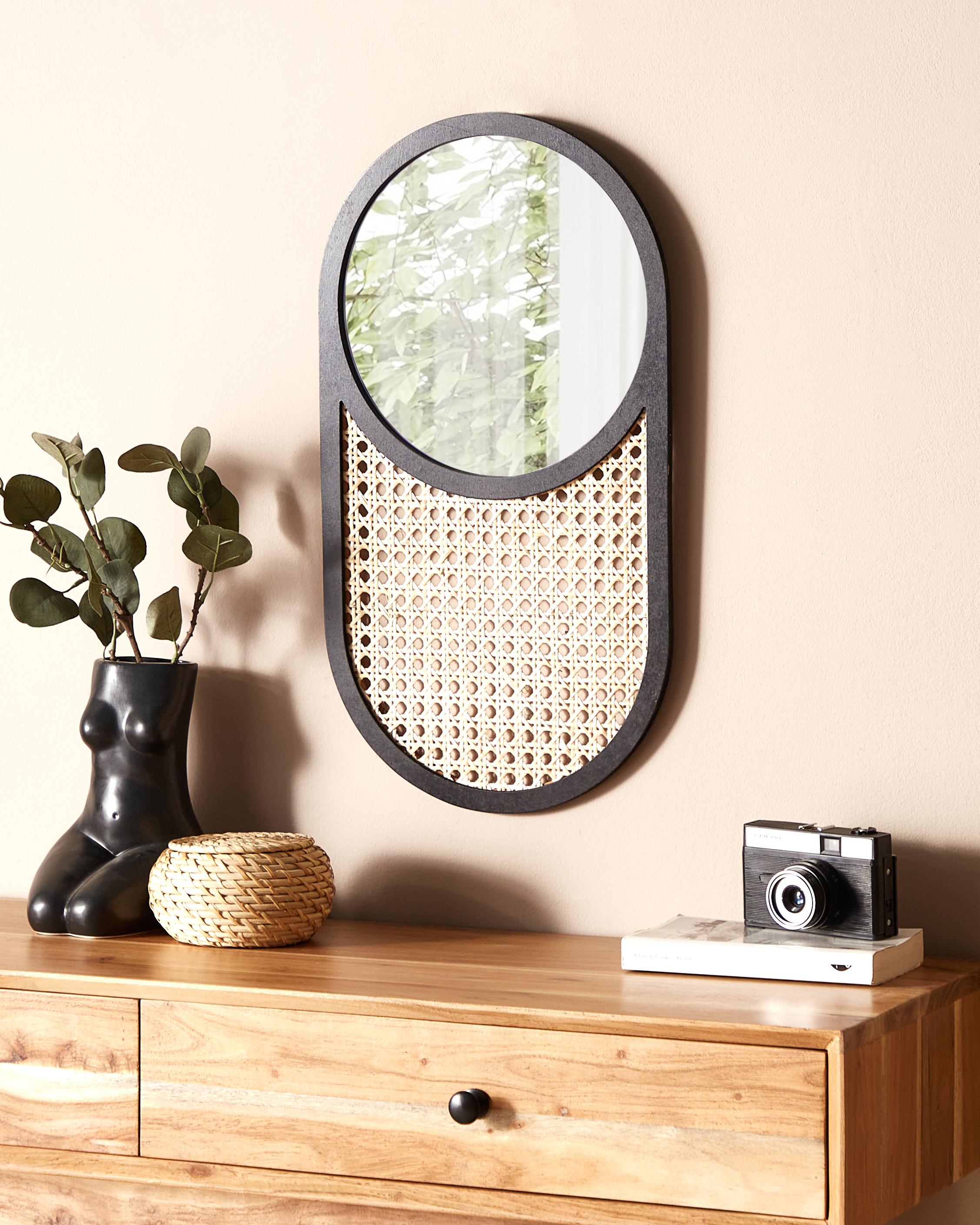 Wall Mirror BALEAL 30 cm 56 cm Rattan Natural