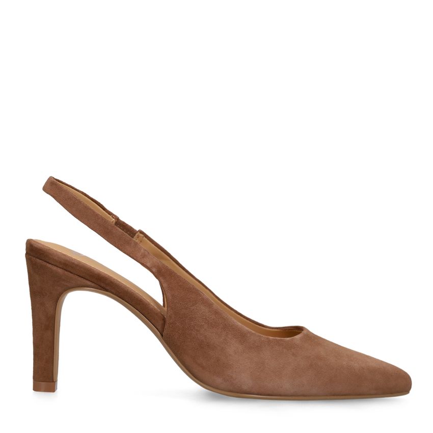 Manfield Bruine suède slingbacks