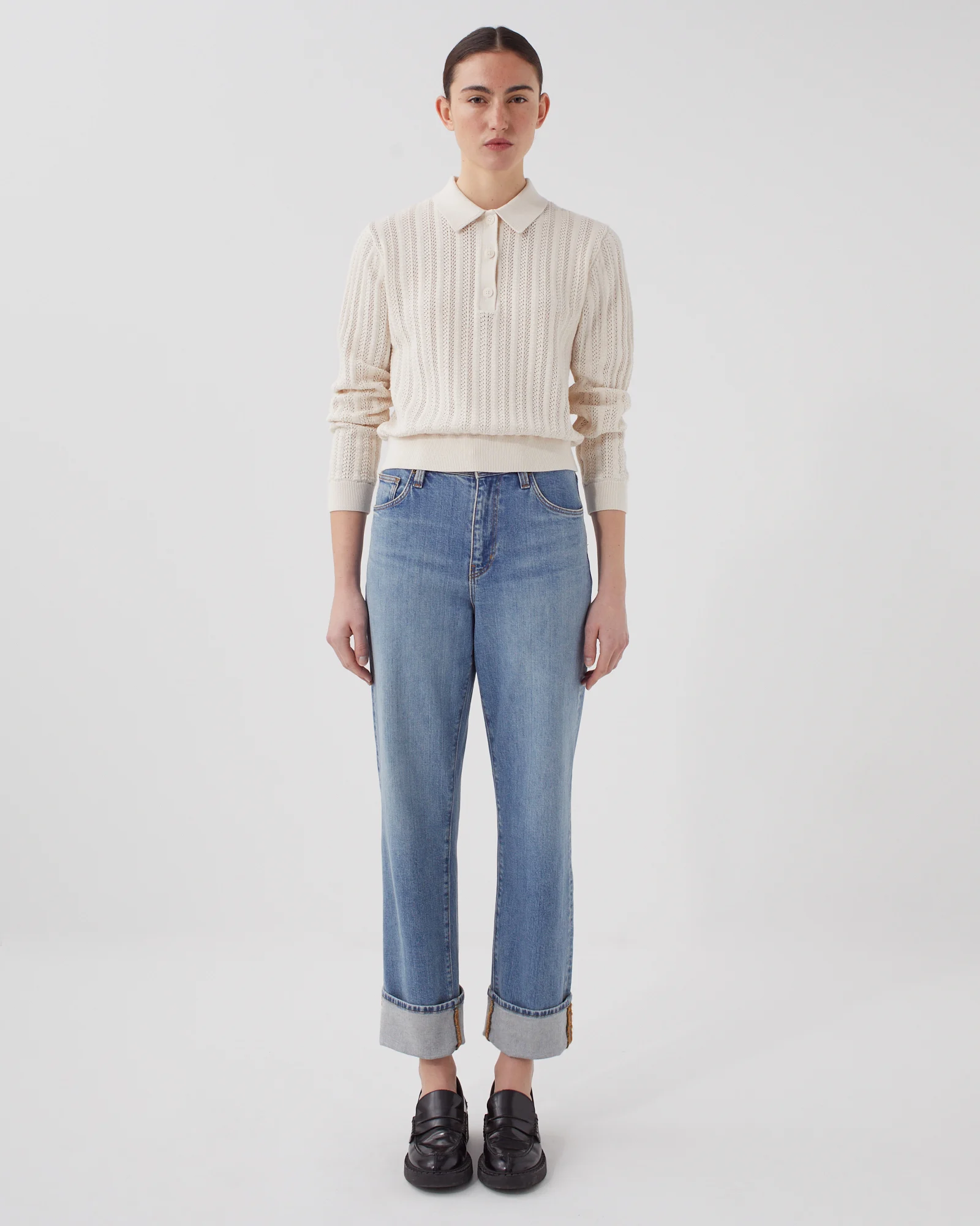 Pull col polo en coton