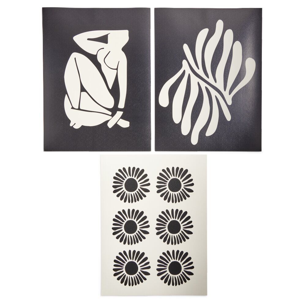 Affiche papier x3 thème contemporain noir et beige 30x40cm