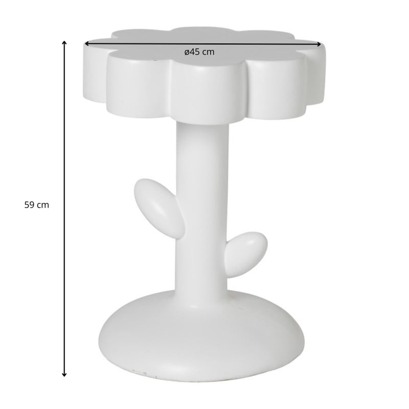 Bijzettafel pop-art flower - wit - &Oslash;45x59 cm