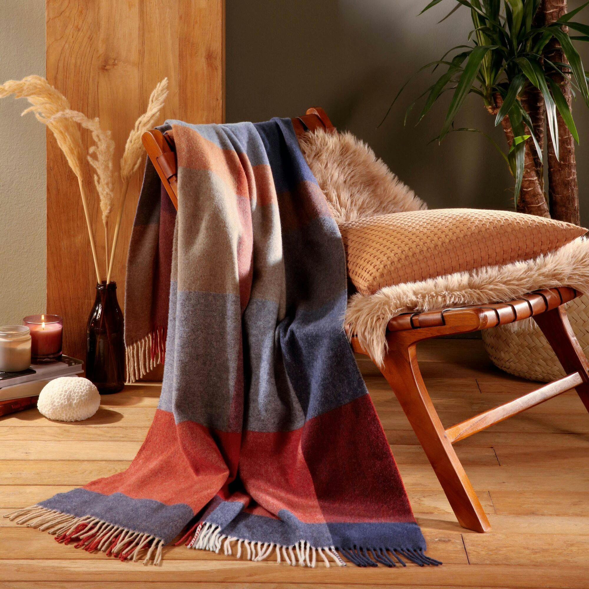 CLARENCE - Plaid en laine et cachemire à carreaux 130 x 170 cm