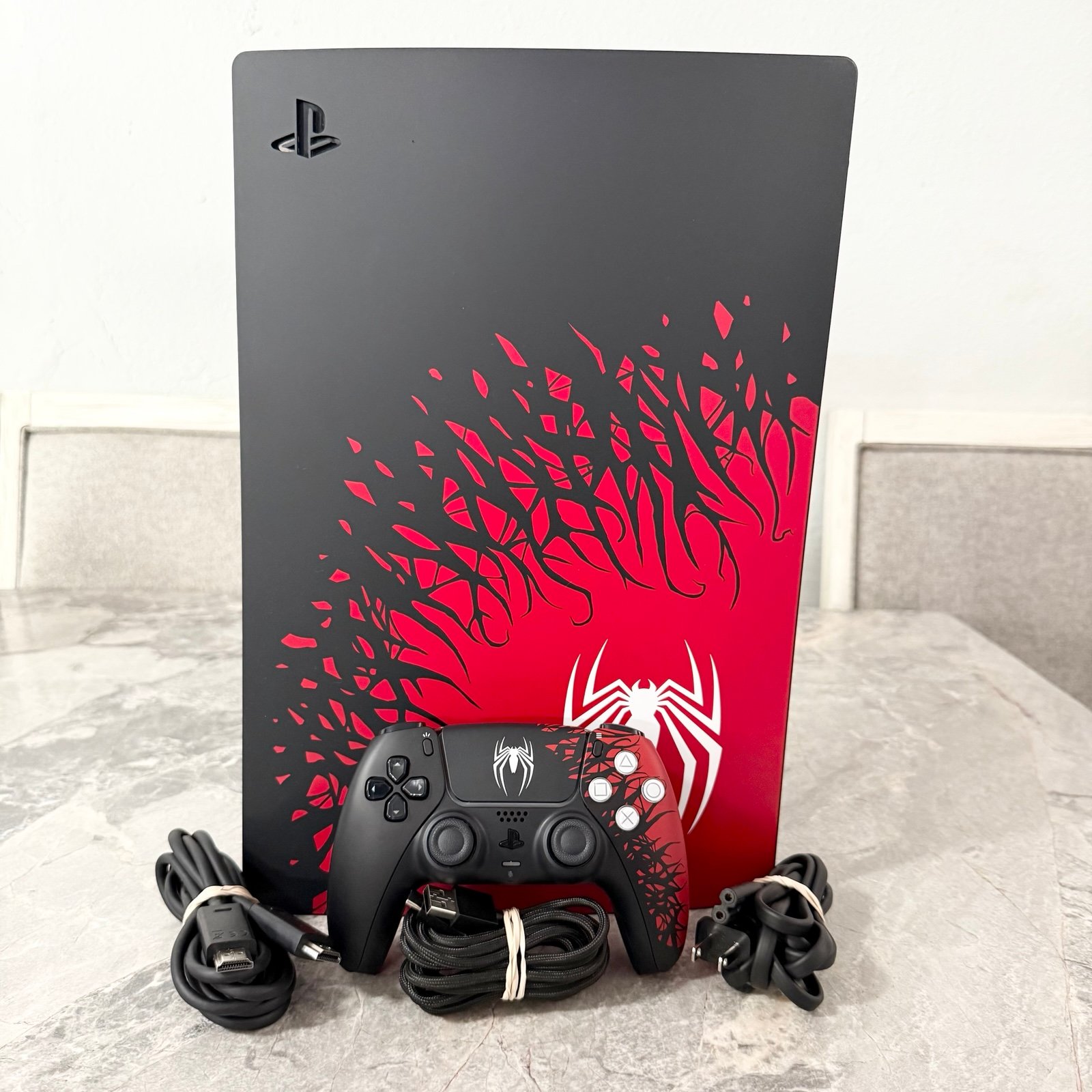 PlayStation Ps5 Spider-Man 2 Disc Version Console Cables Controller