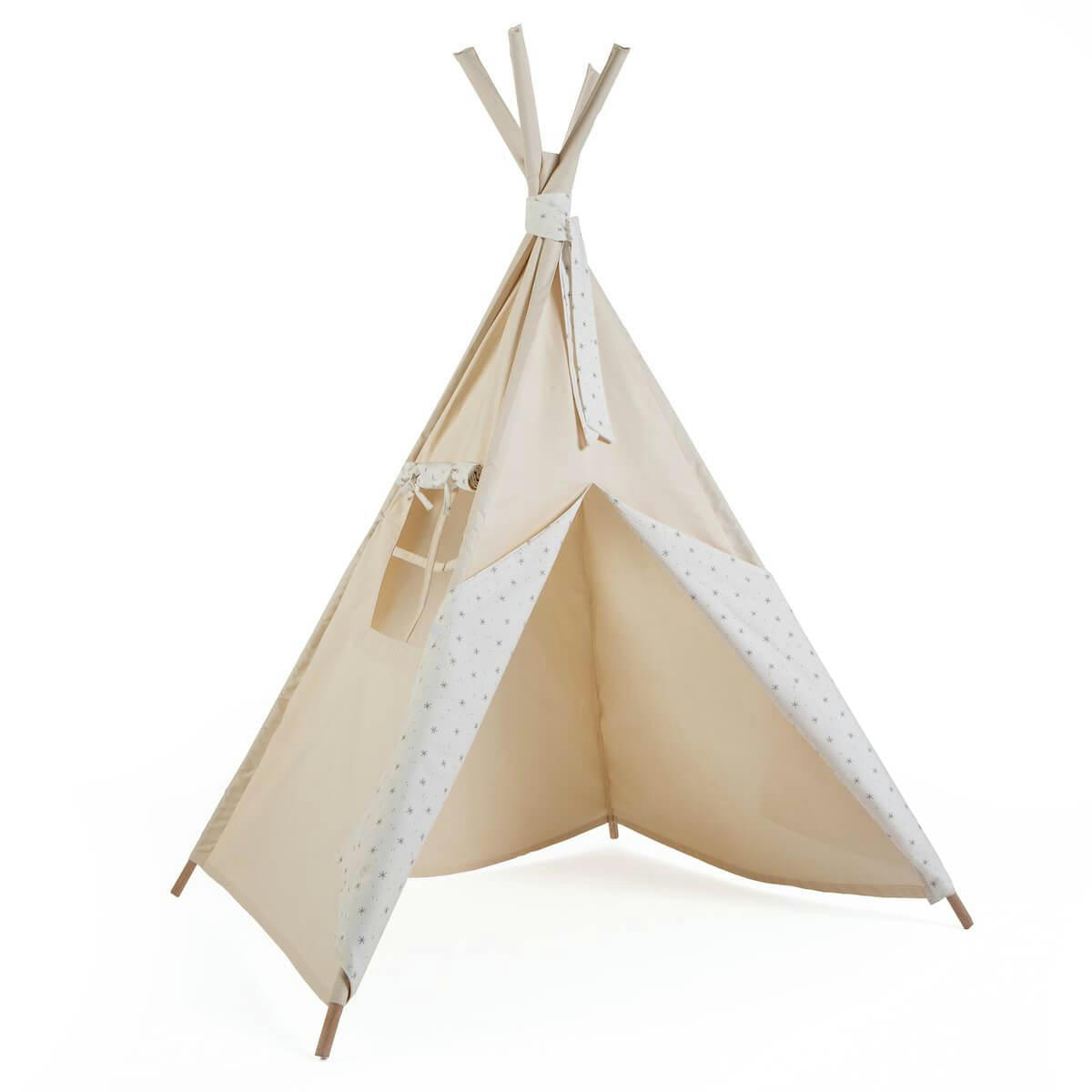 BARNA - Tipi enfant beige STARS blanc