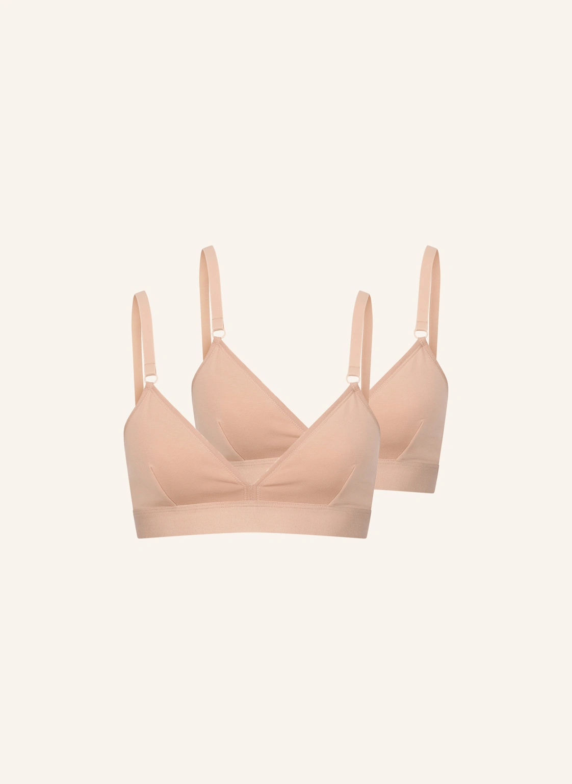 erlich textil 2er Pack Casual Cotton Triangel Bralette bügellos mit Baumwolle (aus kontrolliert biologischem Anbau) - verstellbare Träger