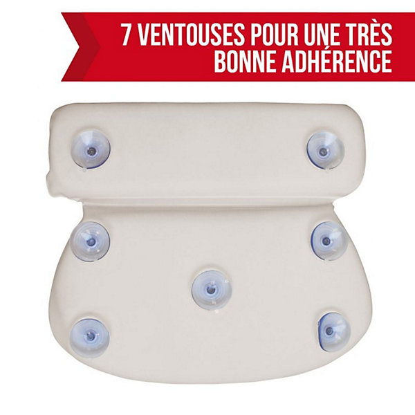 Coussin, oreiller de bain avec ventouses pour baignoire, Spa - Blanc - Vivezen