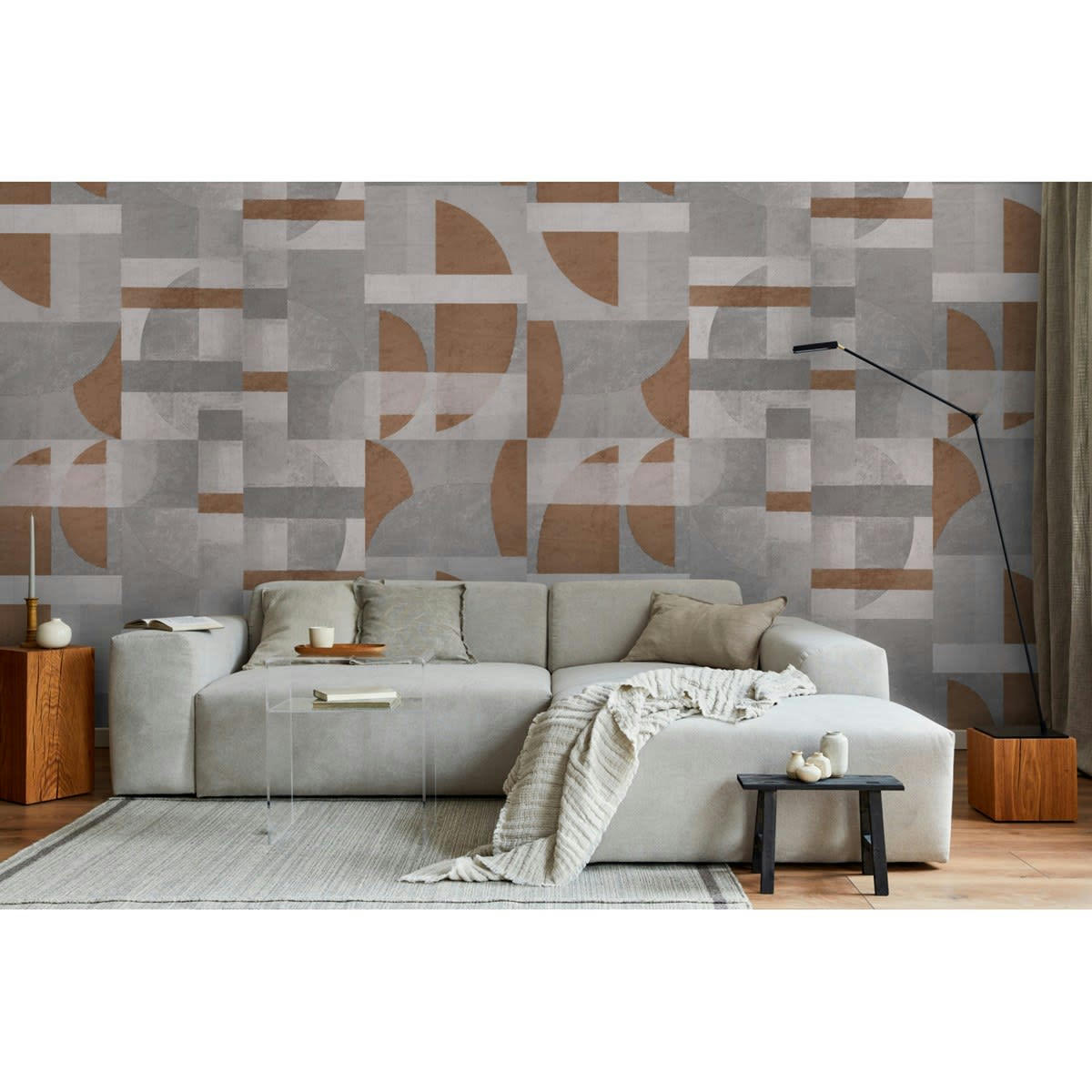 WALTER - Papier peint panoramique motif graphique Marron 432x280cm