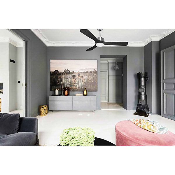 Modulo de KlassFan - Super destratificateur et ventilateur DC 132 cm Chrome bois noir Lumièredimmable 25 à 40 m²