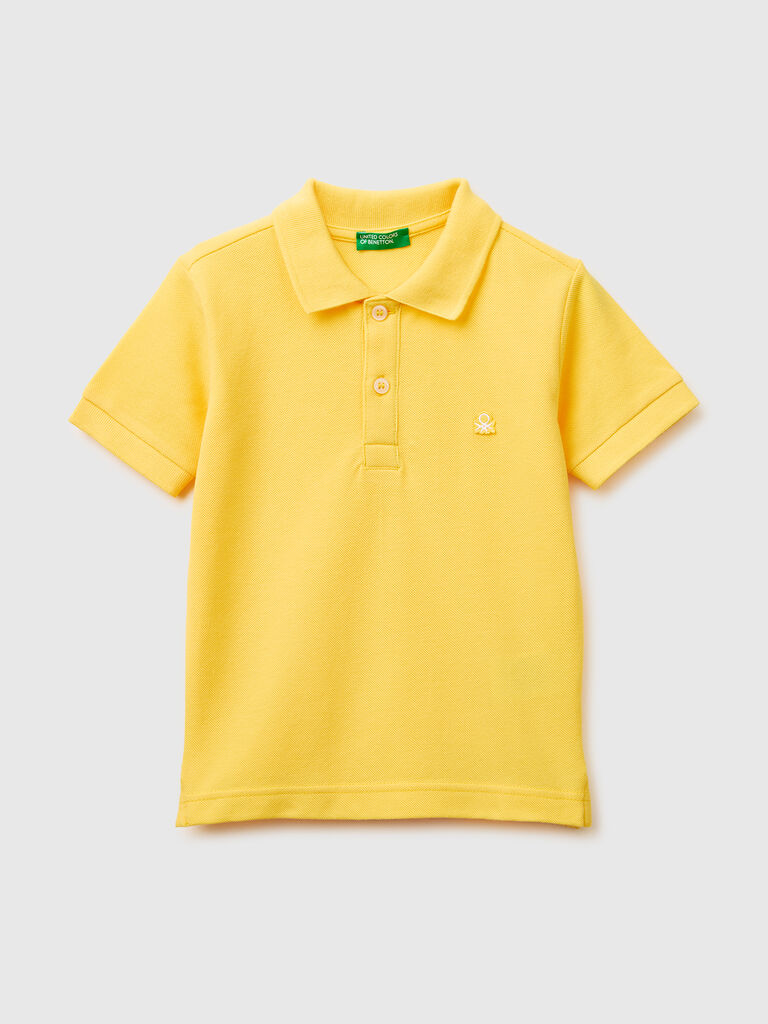 Short-sleeved polo in pure cotton