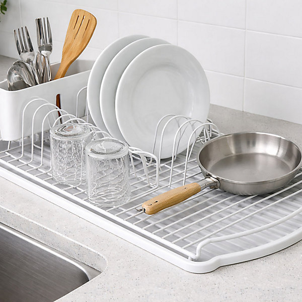 Egouttoir àvaisselle avec plateau en Acier Blanc mat MSV