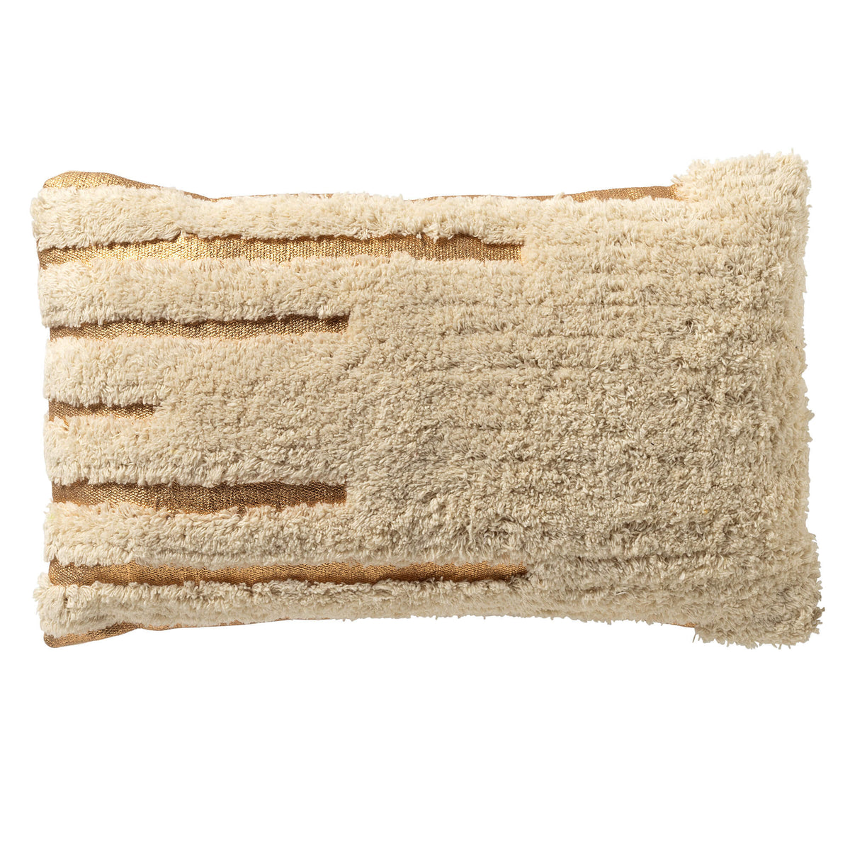 JIZZA - sierkussen 30x50 cm - 100% katoen - hoogpolig - Tofu - beige