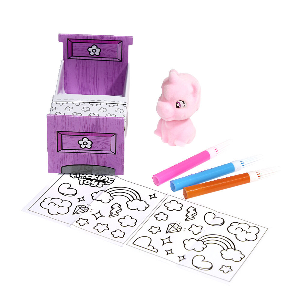 Figurine licorne en papier à colorier avec 3 feutres H6,4cm