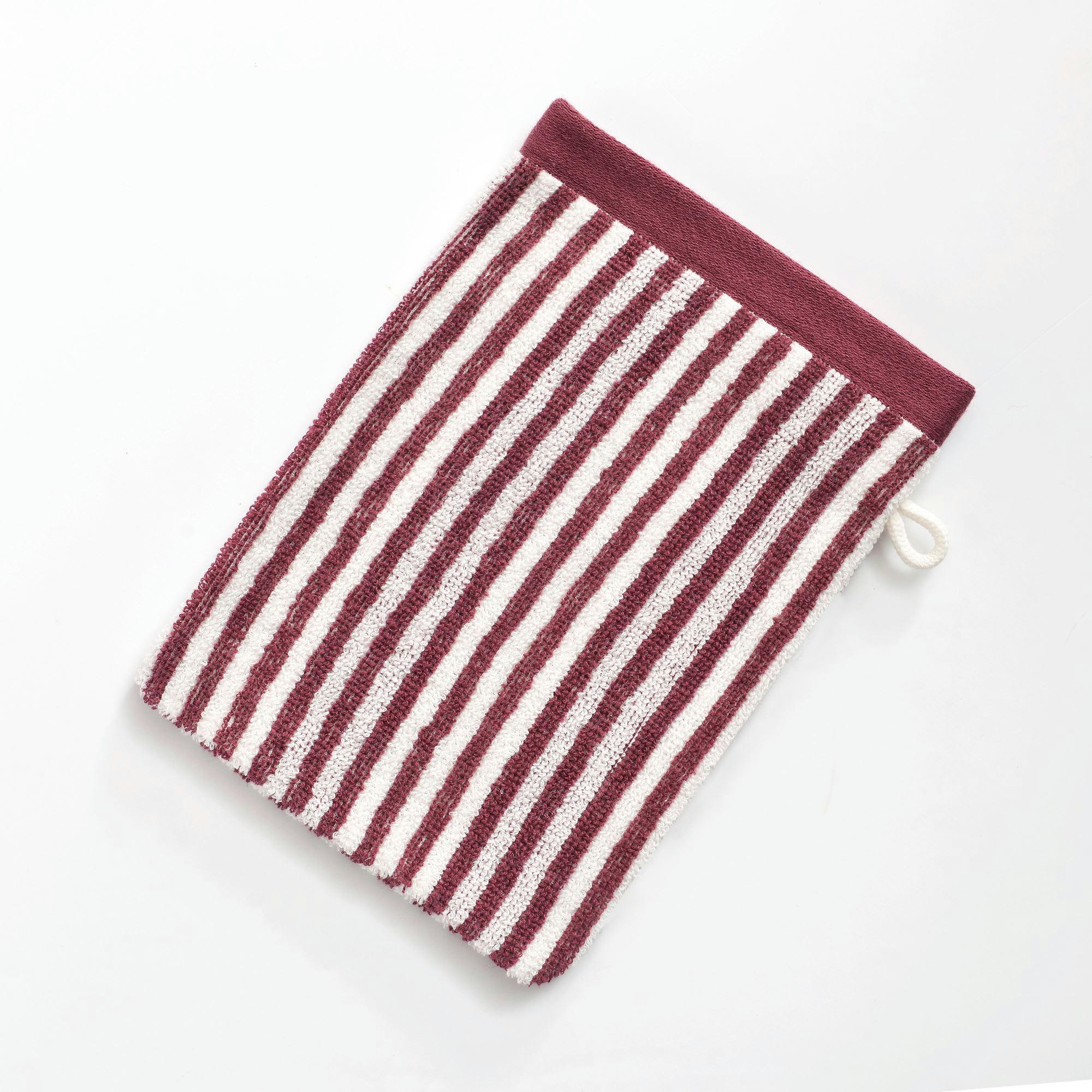 CHARLIE - Lot de 2 gants de toilette 15x21 violet aubergine en coton 450 g/m²