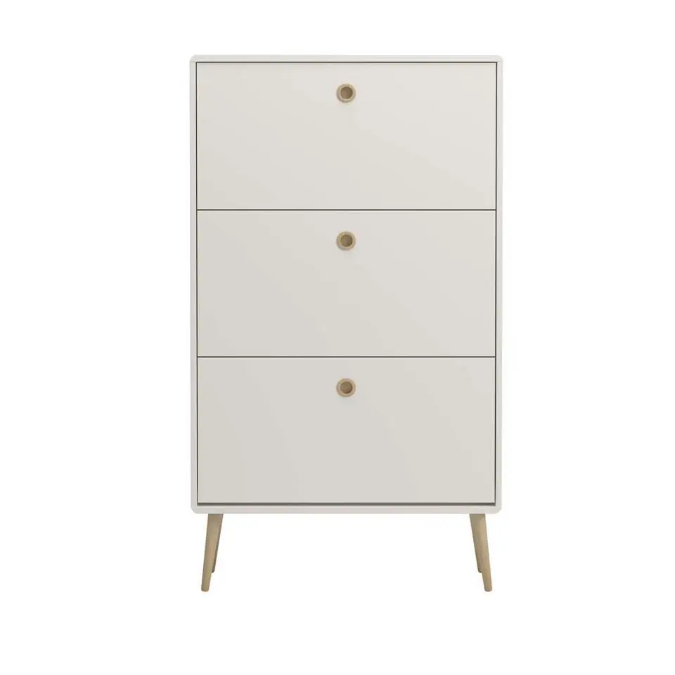 Hioshop Softline schoenenkast 3 kleppen wit