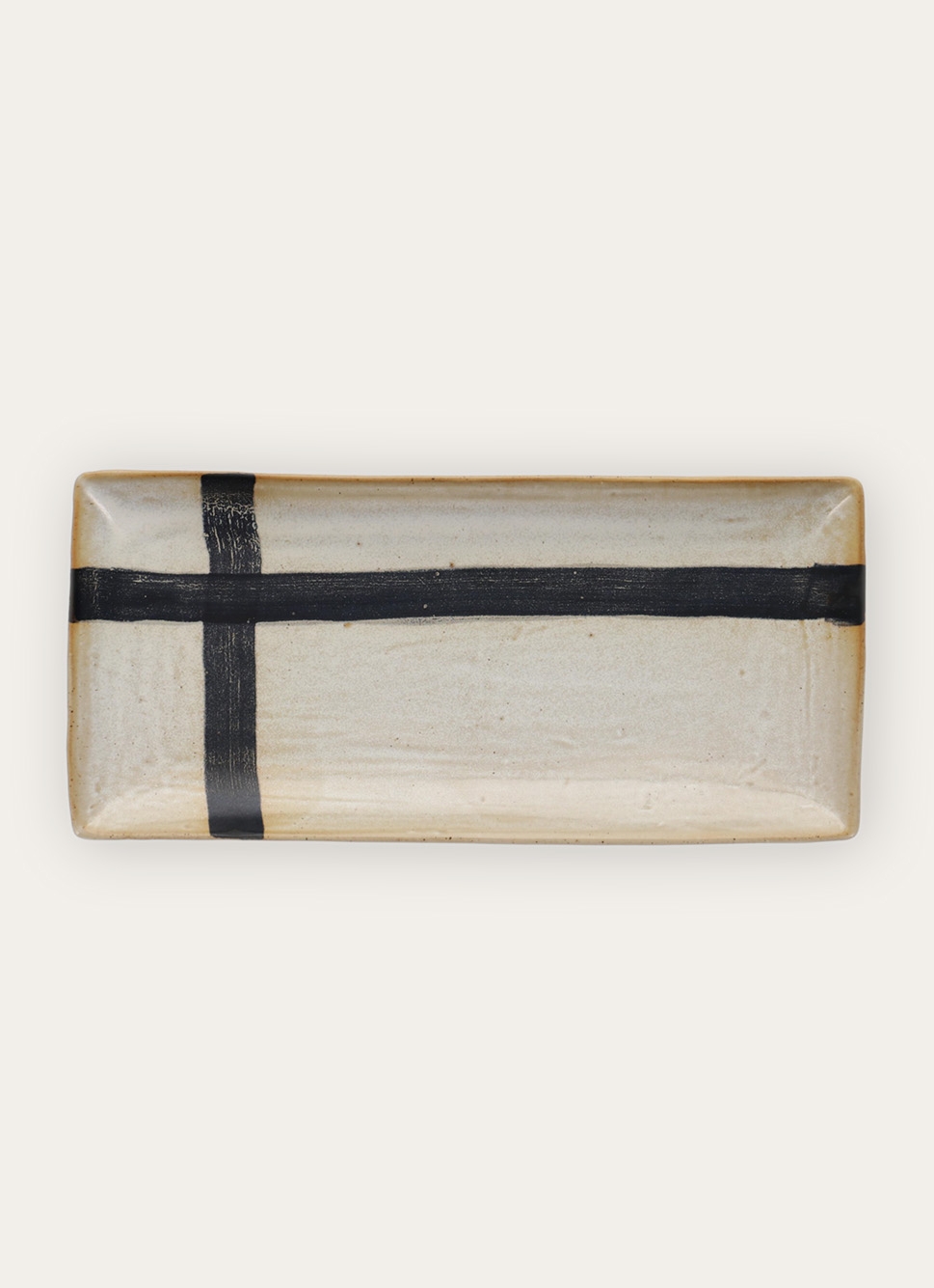 VIDE-POCHE RECTANGULAIRE EN CÉRAMIQUE BICOLORE ECRU/NOIR