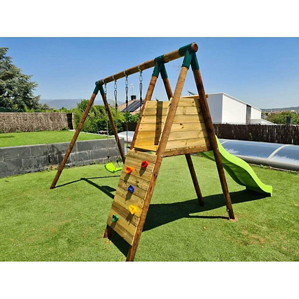 Aire de jeux Masgames MAUNA LOA L (bois rond) Mur d'escalade avec 5 prises