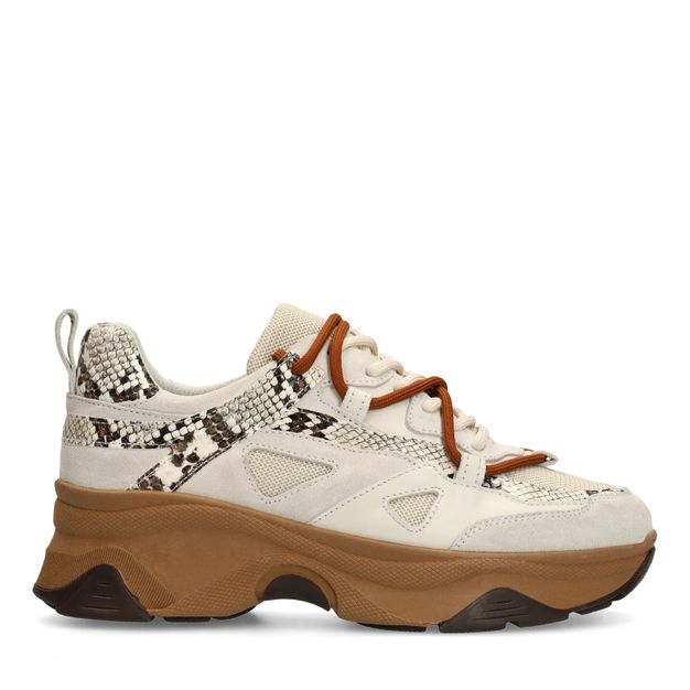 Witte sneakers met snake details
